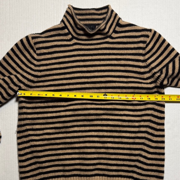 J. CREW Rolled Mock Neck Striped Warm Tan Black Wool Cashmere Blend Sweater XL - Picture 4 of 12